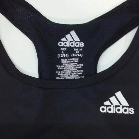 Adidas Black Kids Sports Bra Top - Picture 2 of 7